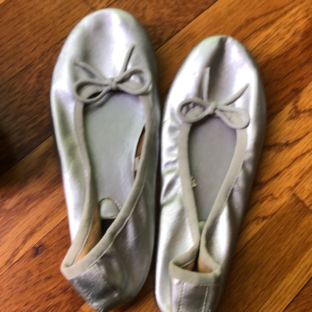 Silver ballet flats